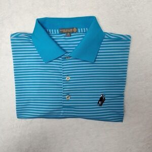 Peter Millar Summer Comfort Polo Shirt Mens Medium Blue Stripe Golf Chicago